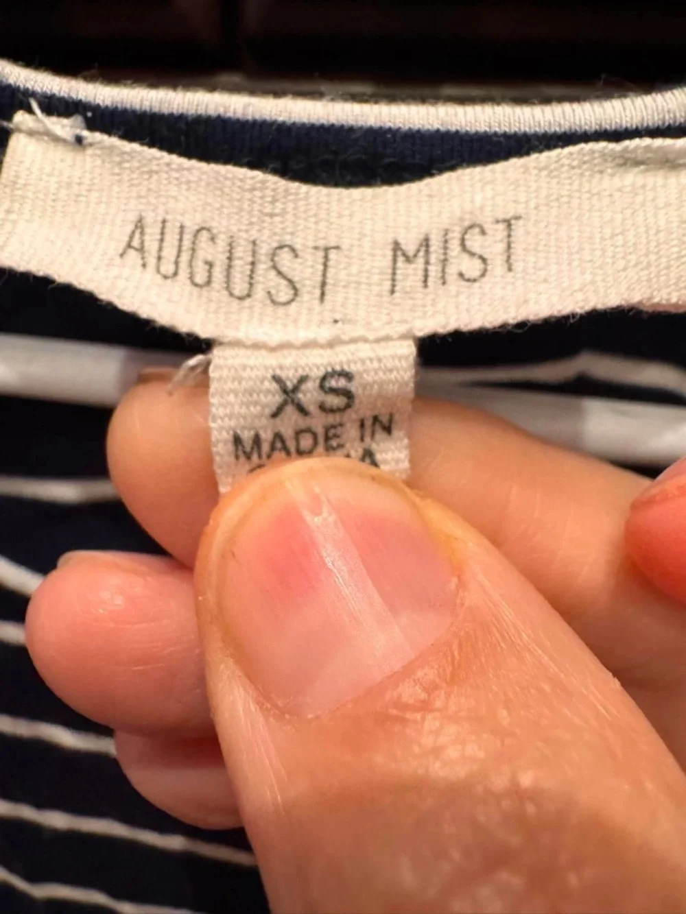 August mist Striped Navy and White Cap Sleeve Top - XS